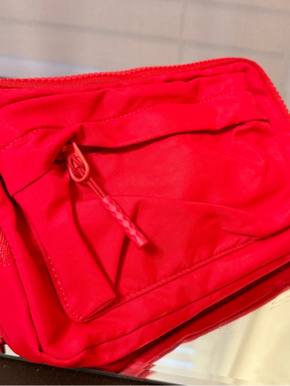 Iris & Rainbow Red Multi Pocket long strap size inclusive crossbody